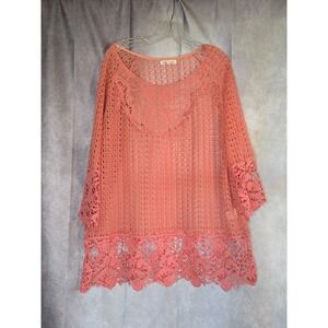 Indigo Soul Coral Crochet Tunic/ Beach Cover Up Size XL
